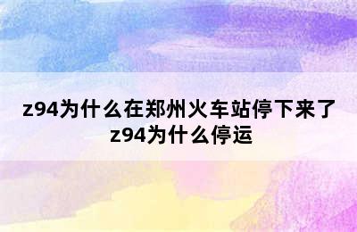 z94为什么在郑州火车站停下来了 z94为什么停运